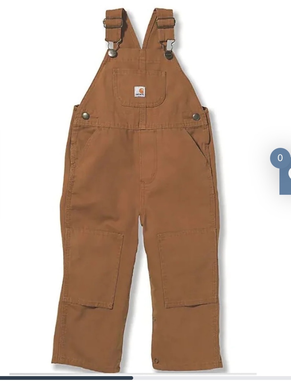 Carhartt Kids/toddler canvas bib Brown Duck Overalls nwt 24m